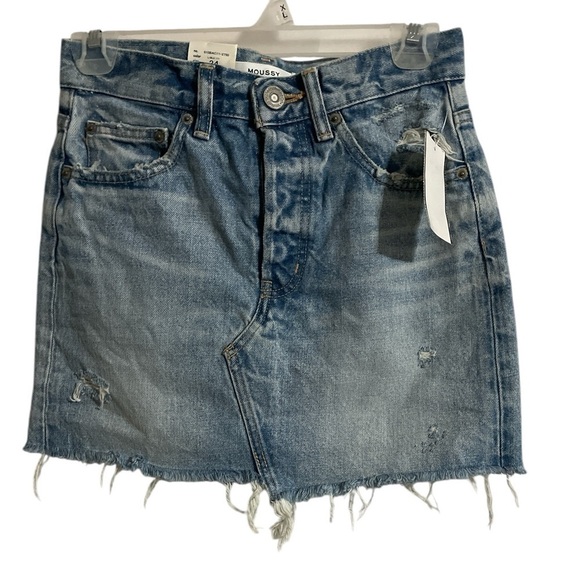 NWT MOUSSY  jean skirt cowhide leather - Picture 4 of 4